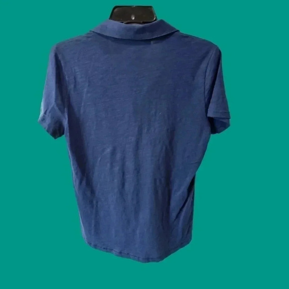 Karen Scott pocketed short sleeve blouse mediebal blue size PM - Picture 2 of 6